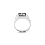 Compass + Square Freemason Design Ring // Silver + Black (12)