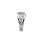 Compass + Square Freemason Design Ring // Silver + Black (8)