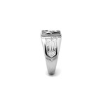 Compass + Square Freemason Design Ring // Silver + Black (11)