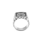 Crossed Anchor Ring // Silver + Black (12)