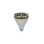 Fleur De Lis Ring // Silver + Gold + Black (13)