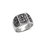 Fleur De Lis Ring // Silver + Black (13)