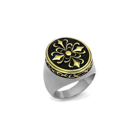 Fleur De Lis Ring // Silver + Gold + Black (8)