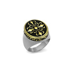 Fleur De Lis Ring // Silver + Gold + Black (9)