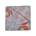 Patterned Pocket Square (Blue + Orange)