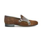 Double Buckle Suede Loafer // Brown (Euro: 38)