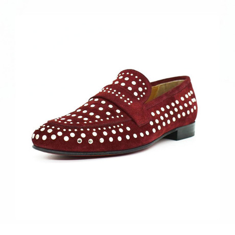 Suede Stud Loafers // Burgundy (Euro: 38)