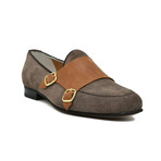 Double Buckle Suede Loafer // Taupe + Brown (Euro: 40)