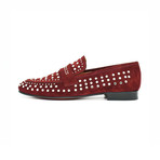 Suede Stud Loafers // Burgundy (Euro: 44)