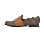 Double Buckle Suede Loafer // Taupe + Brown (Euro: 43)