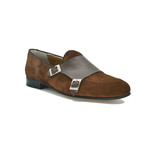 Double Buckle Suede Loafer // Brown (Euro: 39)