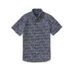 Short Sleeve Shirt // Navy Leaf (L)