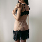 Malia Lace Chemise // Sheer + Black Lace (M)