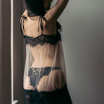 Malia Lace Chemise // Sheer + Black Lace (M)