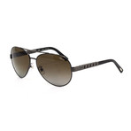 Chopard // Men's Aviator Polarized Sunglasses // Black + Brown