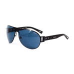 Chopard // Men's Oval Polarized Sunglasses // Black + Blue