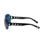 Chopard // Men's Oval Polarized Sunglasses // Black + Blue