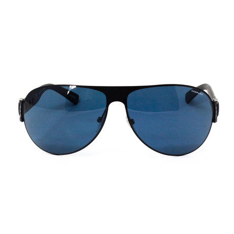 Chopard // Men's Oval Polarized Sunglasses // Black + Blue