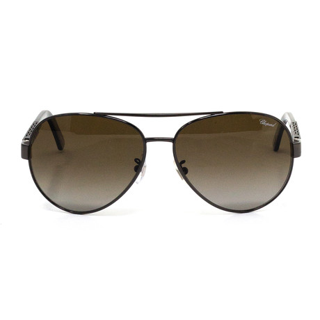 Chopard // Men's Aviator Polarized Sunglasses // Black + Brown