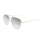 Prada // Men's Half-Rim Pilot Sunglasses // Silver + Gray Mirror