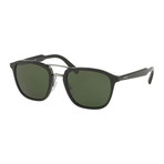 Prada // Men's Square Aviator Sunglasses // Black + Green