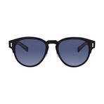 Men's Black Tie Classic Round Sunglasses // Black + Blue