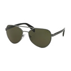 Prada // Men's Aviator Sunglasses // Gunmetal + Green