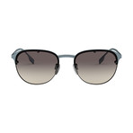 Burberry // Men's Half-Rim Round Sunglasses // Blue Havana + Gray