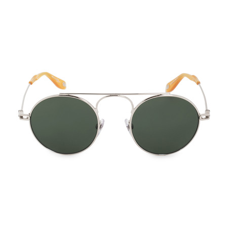 Givenchy // Men's Round Aviator Sunglasses // Silver + Green