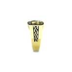 Compass + Square Freemason Design Ring // Yellow + Black (9)