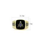 Compass + Square Freemason Design Ring // Yellow + Black (10)