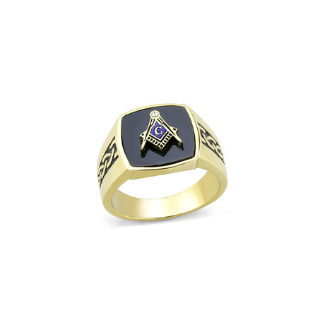 Compass + Square Freemason Design Ring // Yellow + Black (8)