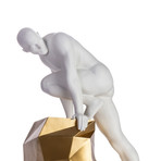 Sensuality Man Sculpture (Matte White + Gold)