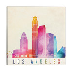 Los Angeles Landmarks Watercolor Poster // Paul Rommer (26"W x 26"H x 1.5"D)