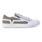 Versace Collection // Sneakers + Zipper // White + Olive Green (Euro: 39)