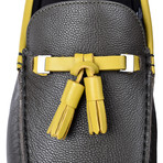 Versace Collection // Two-Tone Tassel Driver Shoe // Dark Gray + Yellow (Euro: 44)