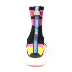 Women's Knitted Patterned Sock Sneaker // Black + Pink (Euro: 34)