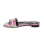 Women's Snake Print Open Toe Flat // Pink (Euro: 34)