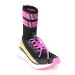 Women's Knitted Patterned Sock Sneaker // Black + Pink (Euro: 34)