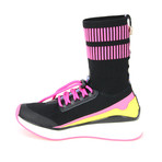 Women's Knitted Patterned Sock Sneaker // Black + Pink (Euro: 34)