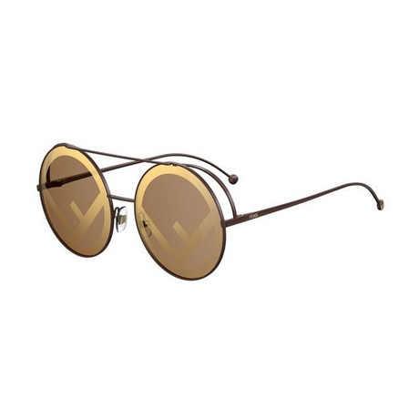 Women's Round Aviator Sunglasses // Brown + Gold