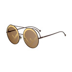 Women's Round Aviator Sunglasses // Brown + Gold