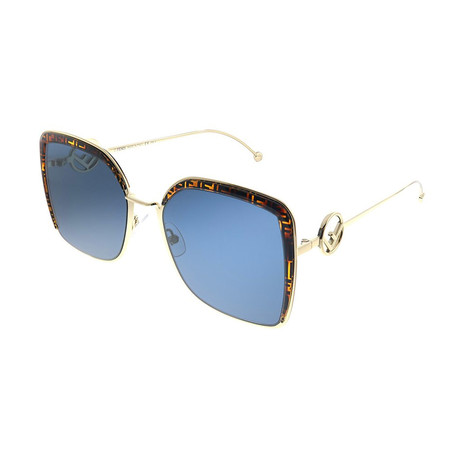 Women's Square Sunglasses // Gold + Blue