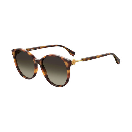 Women's Round Cat Eye Sunglasses // Tortoise + Brown Gradient