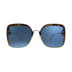 Women's Square Sunglasses // Gold + Blue