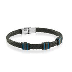 Mix Beads + Leather Bracelet // Black + Blue (S)
