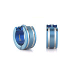 Lined Huggie Earrings // Blue + Silver