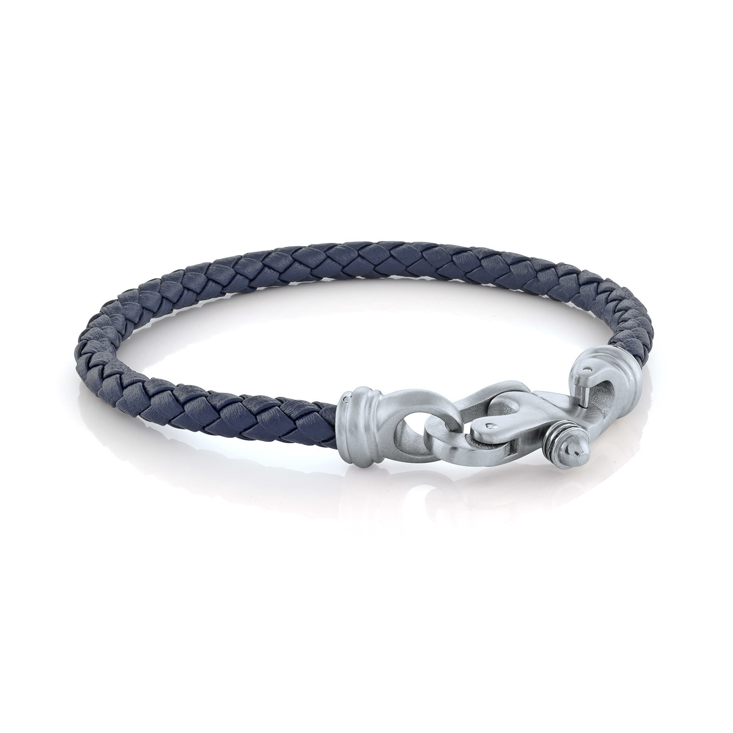 Leather + Steel Screw Clasp Bracelet // Blue + Silver (S) - Italgem ...