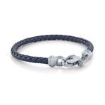 Leather + Steel Screw Clasp Bracelet // Blue + Silver (S)