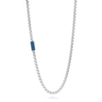 Round Box Link Necklace // Silver + Blue